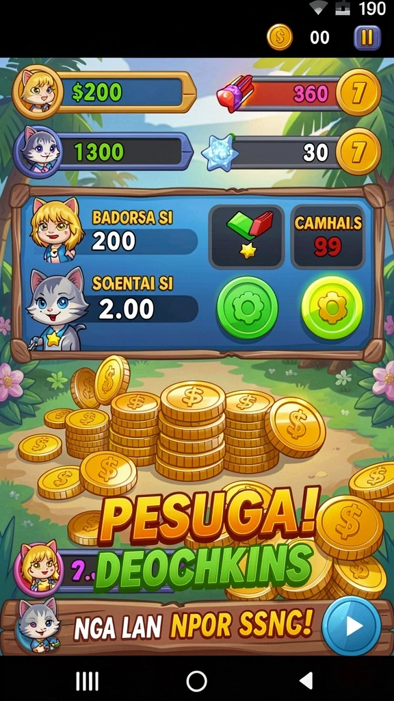 Screenshot menunjukkan berbagai level tantangan yang harus dihadapi pemain.