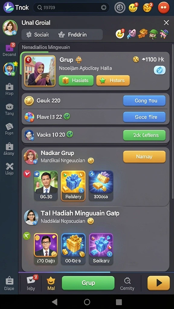 Tampilan karakter yang bisa dikustomisasi.
